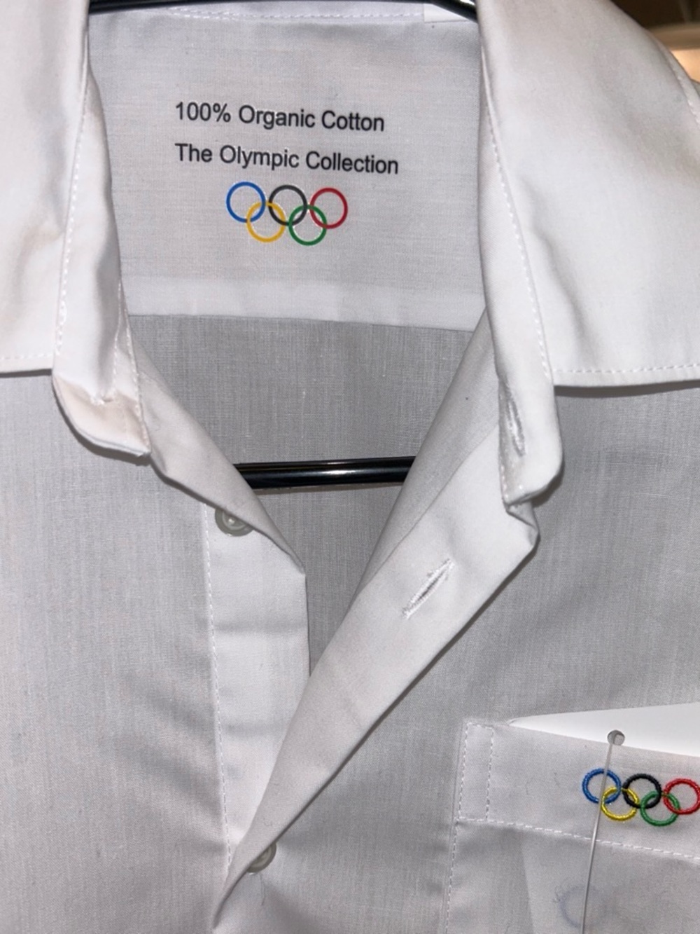 IC COLLECTION White Shirt with Multicolor Olympic Ring Embroidery